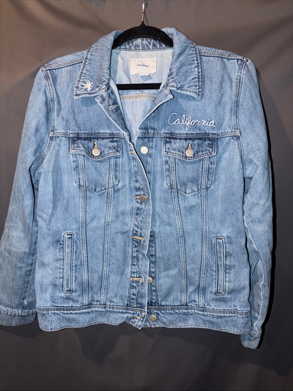 Old Navy Light Blue Denim Jacket with 'California' Script